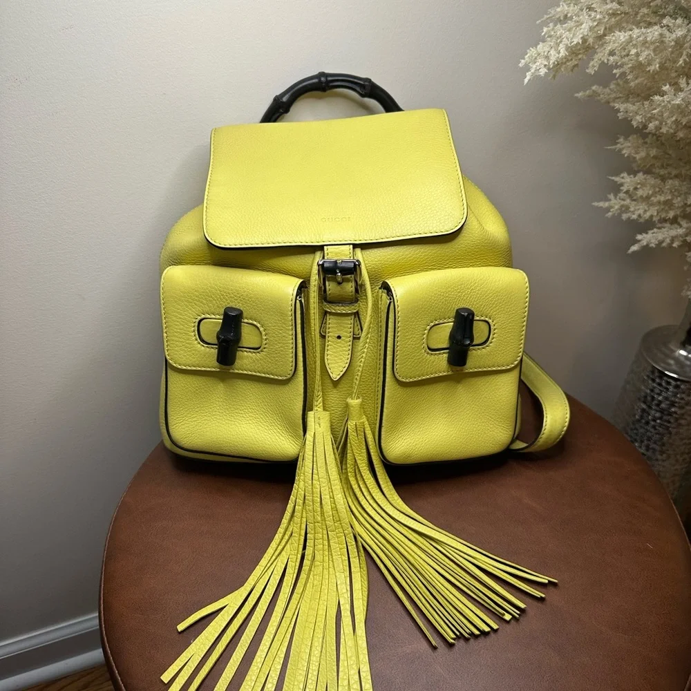 Gucci Leather Bamboo Tassel Backpack - Picture 1 of 16
